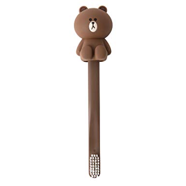 LINE FRIENDS Brown Silicon Toothbrush Holder And Toothbrush