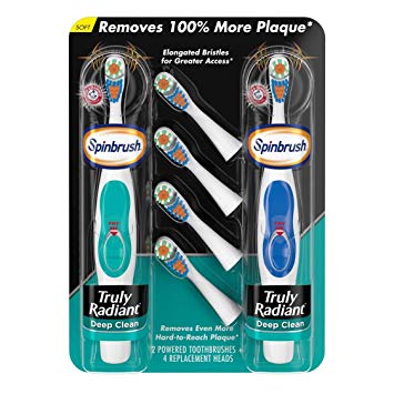 Arm & Hammer Spinbrush Truly Radiant Battery Toothbrush Value Pack