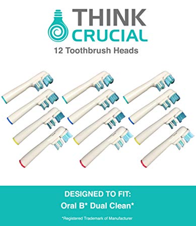 Think Crucial 12 Replacements for Oral-B Compatible Dual Clean Electric Toothbrush Heads, Compatible...