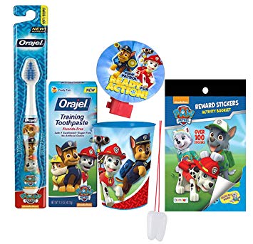 Paw Patrol 5pc All Inclusive Bathroom Collection! Toothbrush, Toothpaste, Rinse Cup, Night Light & Reward...