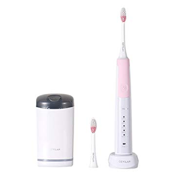 Electric Toothbrush Gevilan Rechargeable Sonic Brush with Disinfection Box (Pink)