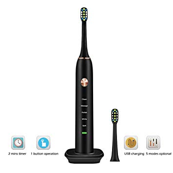 Hermano Electric Toothbrush, Plaque Control Electronic Power Rechargeable Sonic Toothbrush with 2 Dupont...