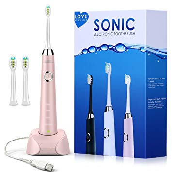 Sonic Electric Toothbrush for Women, USB Rechargeable Toothbrush W/Holder and 2 Replacement...