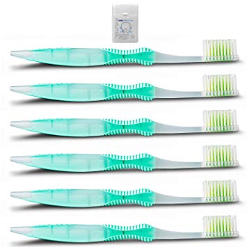 Sofresh Flossing Toothbrush - You Choose Color and Quantity | Adult Size Soft (6, Seafoam) | Bundle with (1)...
