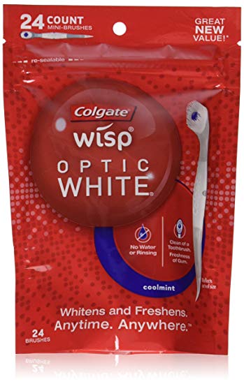 Colgate Optic White Wisp Mini Toothbrush, Cool Mint - 24 Count (4 Pack)