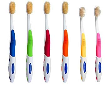 Doctor Plotka's Mouthwatchers Antimicrobial Floss Bristle Silver Toothbrush, Family, 6 Pack