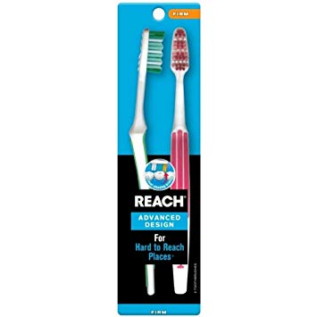 REACH Advanced Design Toothbrushes Firm Full Head Color May Vary 2 ea (Pack of 10)