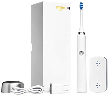 SmilesHQ Rechargeable Electric Sonic 3-Mode (Gentle/Power/Massage) Toothbrush + FREE Travel Case + 8 Heads