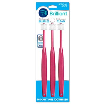 Brilliant Special Soft Toothbrush by Hartfelt - For Cancer and Chemo Patients with Compromised Oral Health, 3 Count