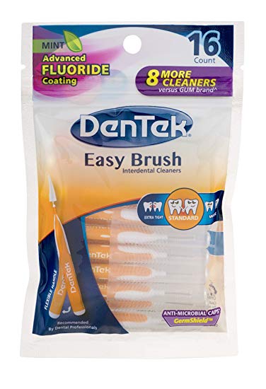 DenTek Easy Brush Standard Interdental Cleaners, Mint 16 ea (Pack of 6)