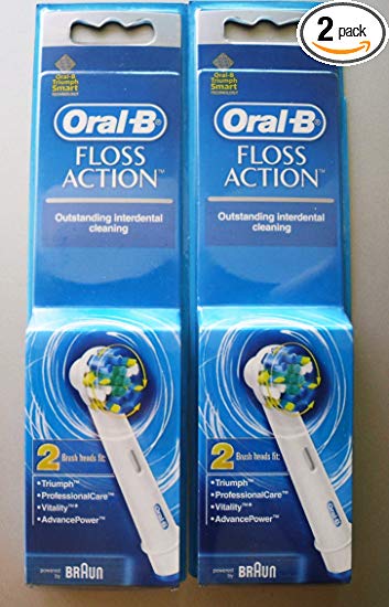 Oral B Floss Action Replacement Brush Head / 4 Heads (4 Ct) Powered By Braun