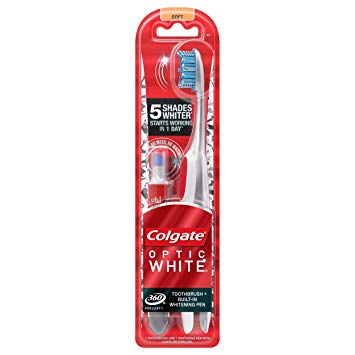Colgate Optic White Toothbrush and Teeth Whitening Pen, Soft
