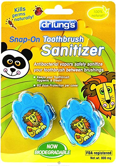 Dr. Tung's Kid`s Snap-On Toothbrush Sanitizer 2 ea - Colors May Vary (Pack of 5)