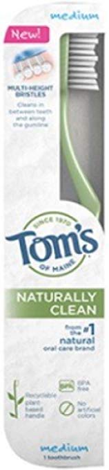 Tom's of Maine Toothbrush Naturally Clean, Medium 1 ea (Pack of 8)