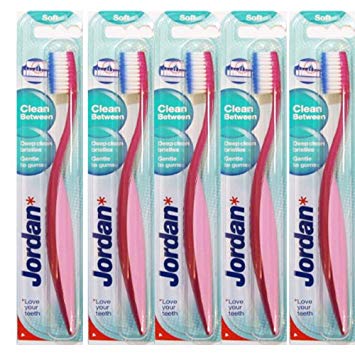 5 Pink Jordan Clean Between Toothbrushes Soft by Jordan