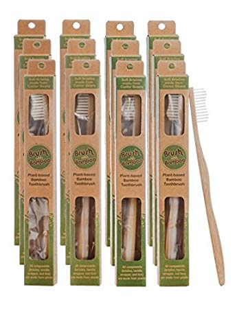 Plant-based Bamboo Toothbrush Adult Size 12 Pack
