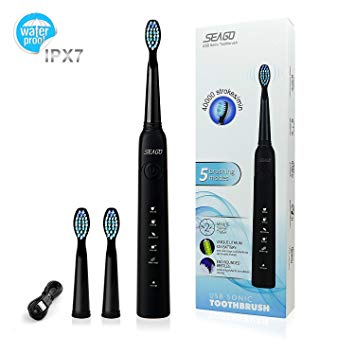 SEAGO Rechargeable Sonic Electric Toothbrush With 2 Minutes Smart Timer & 5 Optional Modes - Fully...