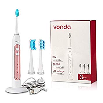 VONDA Sonic Waterproof Rechargeable Electric Toothbrush and Holder with 5 Brushing Modes and 3...