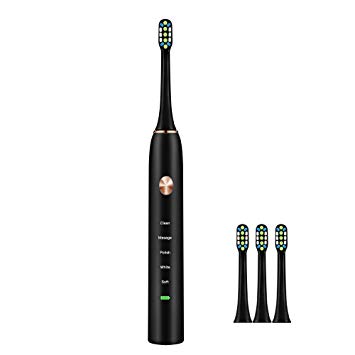 Sobra Sonic Electric Toothbrush Wireless induction charging toothbrush with 5 Optional Modes Waterproof (Black)