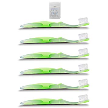 SoFresh Flossing Toothbrush Kids | Soft | You Choose Color and Quantity | (6-Pack, Lime Green) | Bundle...