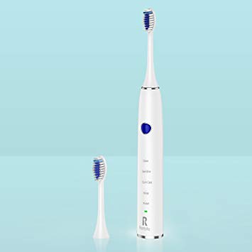 Electric Toothbrush with Smart Timer 90 Days Use 5 Optional Modes 2 Replacement Heads Rechargeable...