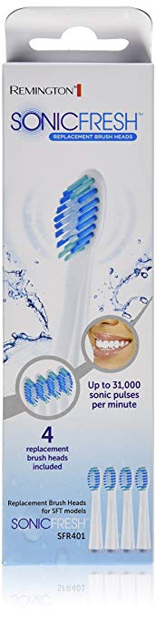 Remington SFR401 Sonic Fresh Rechargeable Toothbrush Replacement Head, 4 Count, White