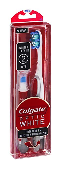 Colgate Optic White Toothbrush + Built-In Whitening Pen Med