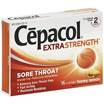 Cepacol Maximum Strength Throat Drop Lozenges, Honey Lemon, 16 Count (Pack of 12)