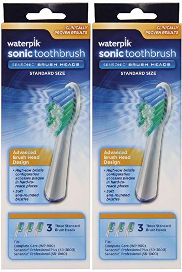 Waterpik SRRB-3W Sensonic Replacement Toothbrushes (Standard Head Size)6 Count
