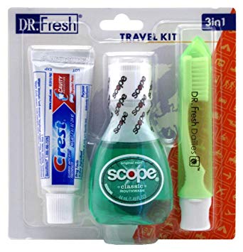 Dr. Fresh Travel Kit 3-In-1 Toothpaste/Scope/Toothbrush (6 Pack)