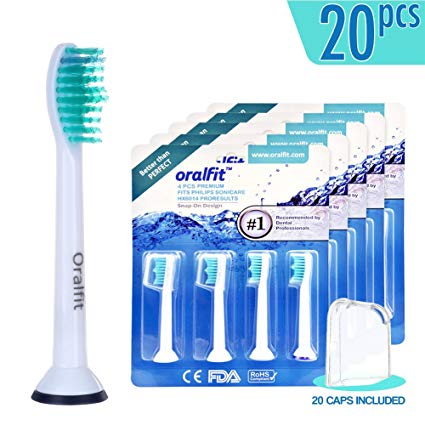 Generic Replacement Toothbrush Heads Philips Sonicare HX6014 HX6013 ProResults 20 pcs Fit DiamondClean HealthyWhite EasyClean FlexCare Soft Bristles Gum Plaque Control