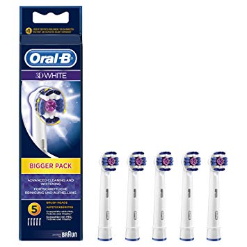 Braun Oral-B 3D White Replacement Toothbrush Heads - Brush Head Color May Vary (Pack of 5)