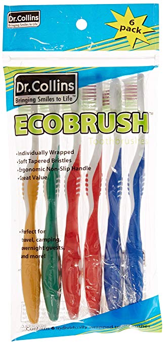 Dr. Collins Toothbrushes, Prepasted, 6-Count (Pack of 12)