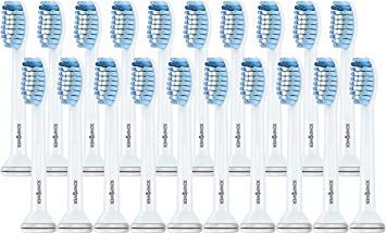 20 Pack Sonipower Sensitive Standard Size Replacement Toothbrush Head for Philips Sonicare Click On...