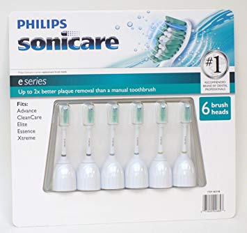 Philips Sonicare Toothbrush e Series Heads Fits: Essence, Xtreme, Elite and Advance - 6 Pack