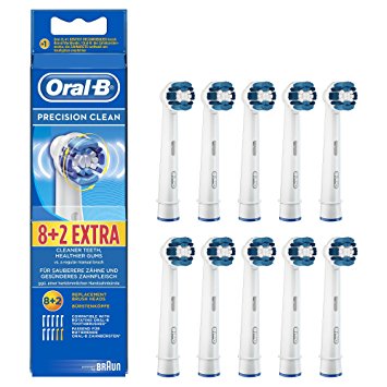 Genuine Original Oral-B Braun Precision Clean Replacement Rechargeable Toothbrush Heads (10 x Toothbrush Heads)